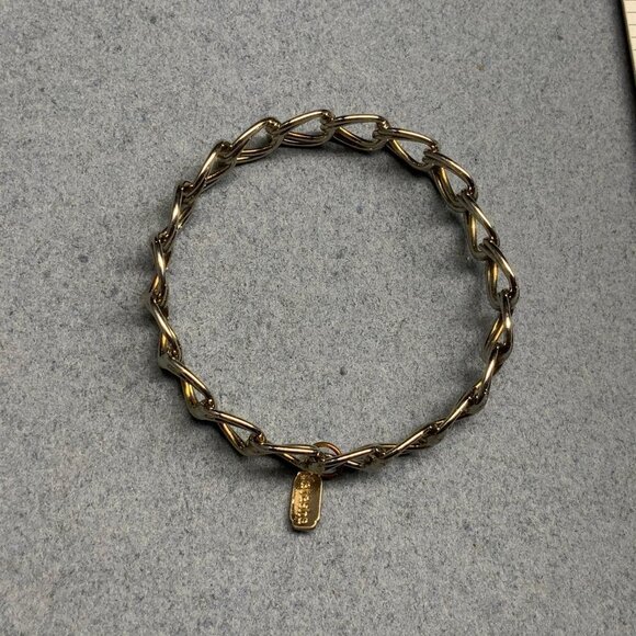 Natasha Double Chain Bangle Bracelet 3.25 In Pale Gold Silver Metallic Chic - Picture 2 of 3